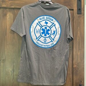 E80 NWOT Port & Company Unisex Sz M Gray T-Shirt Blue Origin Response Team